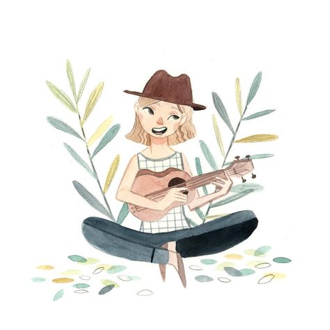 Just lookit this lil cutie! @ukulyla is just the sweetest ukulele player. She makes me want to get my uke out! ———————————————… Ukulele Illustration, Los Angeles Art, Illustration Portfolio, Watercolor Sketchbook, Kids Lighting, Mom Boss, Painting Watercolor, Illustration Artists, Childrens Illustrations