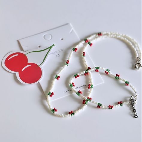 Cherry beaded necklace and bracelet #cherry 🍒🍒🍒🍒🍒🍒🍒🍒 Cherry Beaded Necklace, Cherry Bracelet, Beaded Necklace And Bracelet, Necklace And Bracelet, Tik Tok, Cherry, Beaded Necklace, Bracelet, Quick Saves