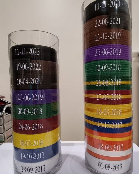 Cricut | “My husband and daughter both do karate, and just recently got their black belts, so I made these for them to display their belts. Super… | Instagram Martial Arts Belt Display Diy, Karate Display Ideas, Karate Belt Display Diy, Black Belt Display, Belt Display Diy, Taekwondo Belt Display, Karate Belt Display, Martial Arts Belt Display, Parkour Training