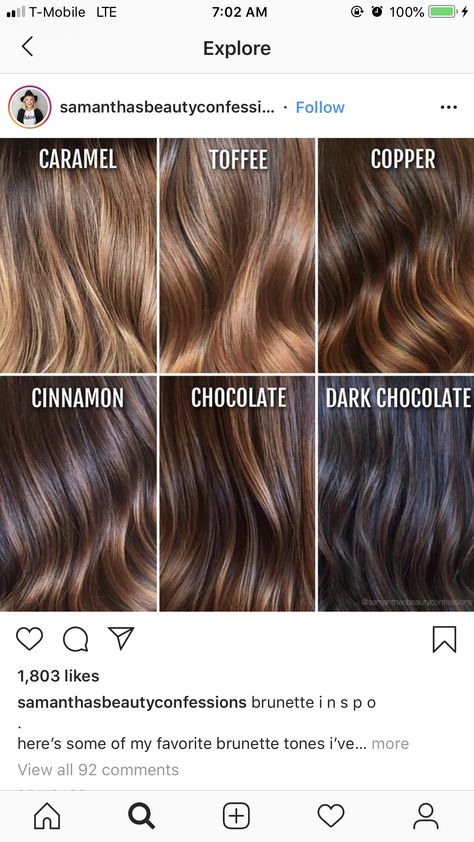 Different hues of brown balayage Cinnamon Balayage, Dark Chocolate Hair Color, Brown Hair Color Chart, Dark Chocolate Hair, Brown Hair Color Shades, Mocha Hair, Hair Color Chocolate, Fall Hair Color Trends, Chocolate Hair