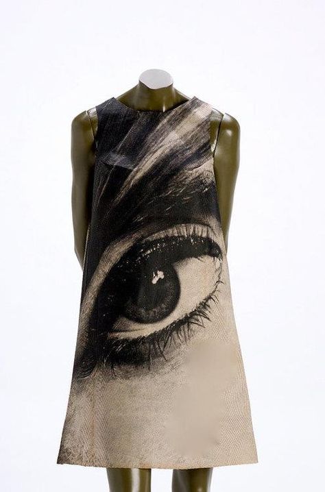 Paper Dress 60s, 1960s Paper Dress, 60s Paper Dress, Poster Dress, Eye Dress, Second Sight, Mystic Eye, Fashion 1960s, Paper Fashion