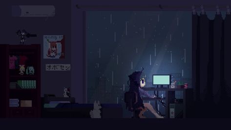 8Bit | Pixel | PixelArt | Rain | Computer | GameGirl Rain Pixel Art, Pixel Rain, Arte Grunge, Hacker Wallpaper, Rain Wallpapers, Pixel Animation, Arte 8 Bits, 8bit Art, Twitter Header Pictures