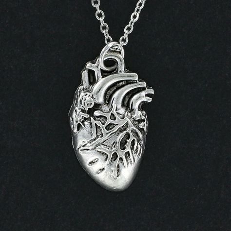 Anatomical Heart Necklace 3D Charm Hollow Back Medical Lifelike Human heart pendant necklace Biology Jewelry, Anatomical Heart Necklace, Human Organ, Doctor Gift, Anatomical Heart, Human Heart, Doctor Gifts, Silver Heart Pendant, Silver Art