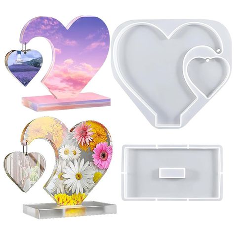 Heart Photo Frame Resin Molds Epoxy Resin Picture Frame Mold Handmade Silicone Mold Resin Casting Resin Picture Frame Diy, Resin Picture Frame, Heart Picture Frame, Handmade Photo Frames, Liquid Resin, Diy Photo Frames, Diy Valentine's Day, Picture Frame Molding, Home Decor Table