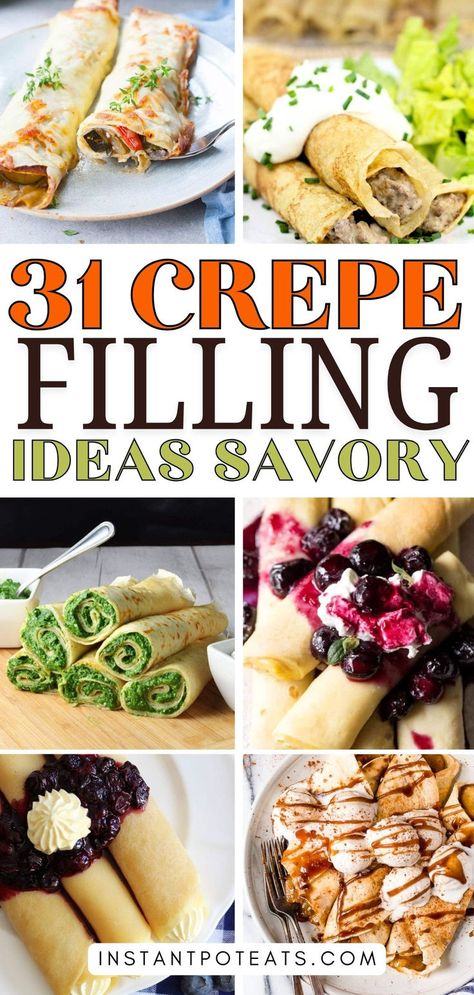 Upgrade your breakfast game with these 31 crepe filling ideas! From rich chocolate and berries to savory smoked salmon and cream cheese, these crepes are easy to make and perfect for a cozy morning treat. Crepe Recipes Filling, Crepe Cream Cheese Filling Recipes, Crepes Filling Ideas, Cream Cheese Filling For Crepes, Baked Potato Topping Ideas, Crepe Brunch, Crepe Filling Ideas, Crepe Recipe Filling, Cannoli Recipe Easy