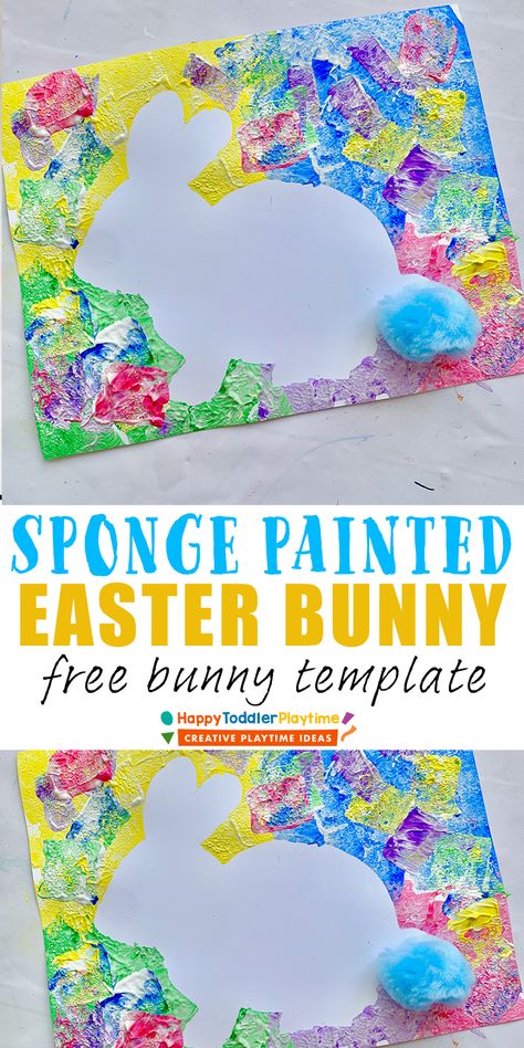 Sponge Painted Easter Bunny Craft with free printable - HAPPY TODDLER PLAYTIME