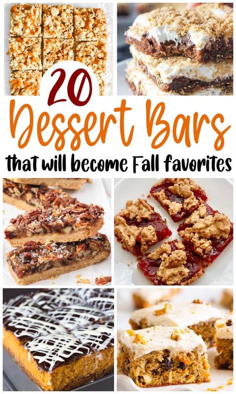 East Fall Dessert Recipes, Easy Fall Finger Desserts, Book Club Treats Desserts, Prep Ahead Desserts, Fall Squares Recipes, Fall Dessert Bar Ideas, Fall Potluck Ideas Dessert, Autumn Dessert Bars, Non Pumpkin Fall Desserts