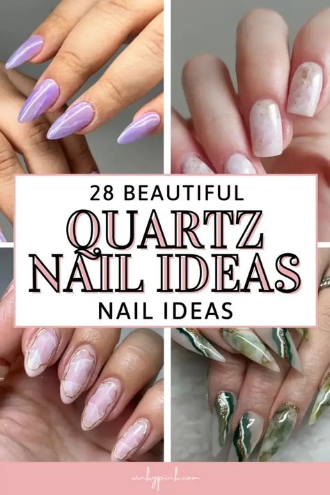 28 Beautiful Quartz Nail Ideas That You Will Love - Winky Pink Quarts Nails, Quartz Nail Art, Natural Nail Shapes, Rose Quartz Nails, Disney Princess Nails, Belle Nails, Disney Inspired Nails, Quartz Nails, Summer Nails Beach