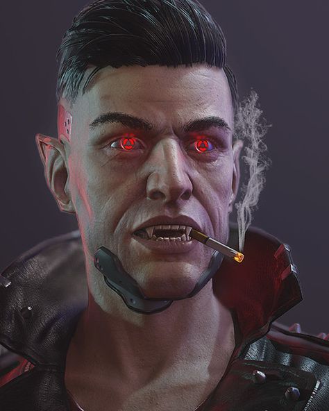 Cyberpunk Dracula, Zane Devon on ArtStation at https://www.artstation.com/artwork/QgowE Sci Fi Vampire Concept Art, Futuristic Vampire, Cyberpunk Vampire, Space Vampire, Jacket Cyberpunk, Cyberpunk People, Space Dnd, Cyberpunk Female, Male Portraits