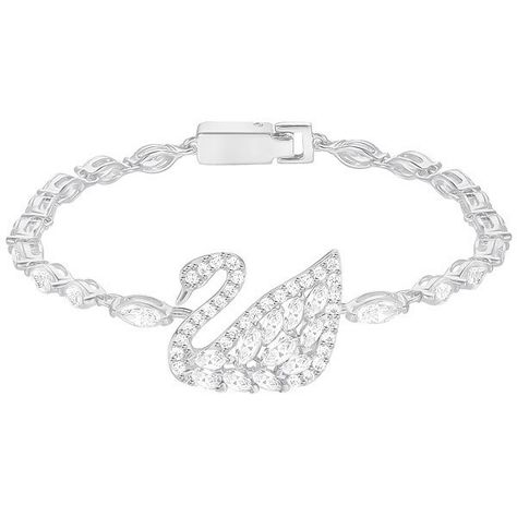 Swan Lake Bracelet, White, Rhodium plating Jewellery (780 RON) ❤ liked on Polyvore featuring jewelry, bracelets, sparkle jewelry, pave jewelry, white bangle, white jewelry and rhodium plated jewelry Swan Bracelet, Dr Wedding, Animals Jewelry, The Swan Princess, Swarovski Swan, Basic Skin Care, Silver Swan, Swan Princess, Swarovski Bracelet