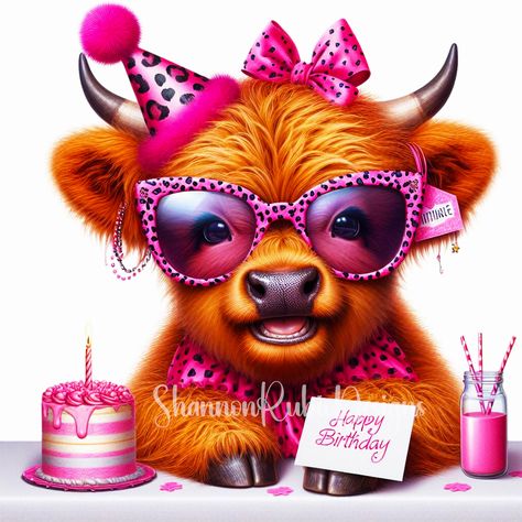 Calenders Ideas, Cow Cartoon Images, Highland Cow Birthday, Cow Cartoon, Cow Highland, Free Png Files, Highland Cow Png, Scottish Cow, Cow Birthday