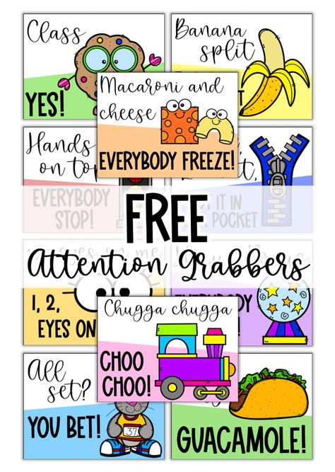 Free Resource Library - All Students Can Shine Attention Grabbers For Classroom, Classroom Attention Grabbers, Phonics Task Cards, Attention Grabbers, Playbased Learning, Classroom Management Tool, Teacher Bags, Reading Instruction, Brain Breaks