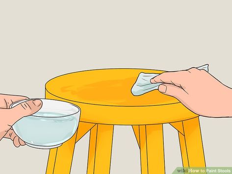 How to Paint Stools: 13 Steps (with Pictures) - wikiHow Hand Painted Stools, Paint Stirrers, Painted Bar Stools, Tall Stools, Diy Stool, Painted Stools, Mask Painting, Wooden Bar Stools, Living Room Stools