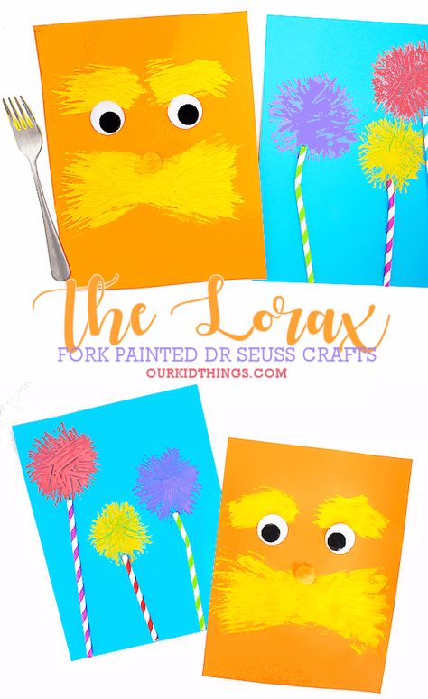 The Lorax Crafts For Preschool, The Lorax Crafts, Lorax Crafts, Lorax Activities, Bugs Craft, Lorax Craft, Book Themed Crafts, The Lorax Activities, Dr Seuss Preschool Activities