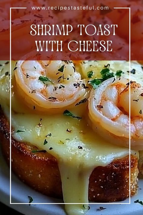 This Shrimp Toast with Cheese recipe features succulent shrimp sautéed in garlic, layered on crispy toasted bread, and topped with melted mozzarella and Parmesan. It’s a delightful appetizer or light meal that’s sure to impress! Shrimp Melt, Shrimp Toast Recipe, Cheese Fruit Platters, Shrimp Toast, Garlic Cheese Bread, Toasted Bread, Gluten Free Cheese, Quick Weeknight Meals, Cheese Recipe