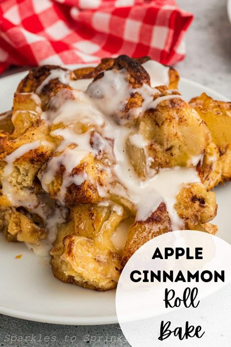 Apple Cinnamon Roll Bake combines cinnamon rolls and delicious apple pie filling to create an irresistible breakfast treat that you will want to serve time and time again. It will certainly become a family favorite.  Pin for Later! Apple Cinnamon Roll Bake, Easy Breakfast Dishes, Homemade Apple Pie Filling, Cinnamon Roll Bake, Apple Pie Filling, Cinnamon Roll Cake, Homemade Apple Pies, Homemade Apple, Apple Pies Filling