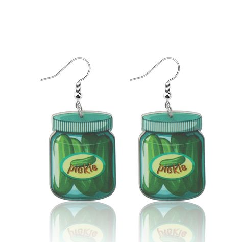 PRICES MAY VARY. This pickle acrylic earrings is perfect for daily wearing or any occasions like parties, stage performance, gift for pickle lovers or vegetable lover. Material: stainless steel earring hooks and acrylic pickle charms, it is lead free and nickel free. Cute pickle gifts. Size: the pickle pendant is 2.5*3.5 cm. Great as dill pickle food gift, pickle queen gift, vegetable lover gift, vegetarian gift, cute vegetable gift. Pickle party favor gifts, birthday gifts, anniversary gifts, f Pickle Lover Gifts, Pickle Themed Party, Pickle Party Ideas, Pickle Party, Coworker Appreciation, Performance Gift, Party Favor Gifts, Pickle Gifts, Vegetarian Gifts