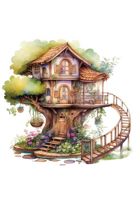 Fairy Treehouse, Enchanted Dwelling, Magical Retreat, Treehouse Fantasy, Fairy Tale Accommodation, Whimsical Tree Home, Woodland Hideaway, Fantasy Tree Dwelling, Forest Getaway, Fairytale Tree Cabin, Mystical Treehouse, Woodland Escape, Fairyland Tree Lodge, Enchanted Forest Stay, Fairy Retreat, Dreamy Treetop Haven. Fantasy Treehouse, Garden Tree House, Tree House Drawing, Village Miniature, Wooden Castle, Adventure Decor, Fairy Tree Houses, Fantasy Tree, House Clipart