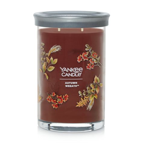 Autumn Wreath™ Signature Large Tumbler Candle - Signature Large Tumbler Candles | Yankee Candle Yankee Candle Autumn, Memory Candles, Yankee Candle Fall, Candle Autumn, Amber Candle, Candle Brand, Yankee Candles, Apple Candles, Candle Wreaths