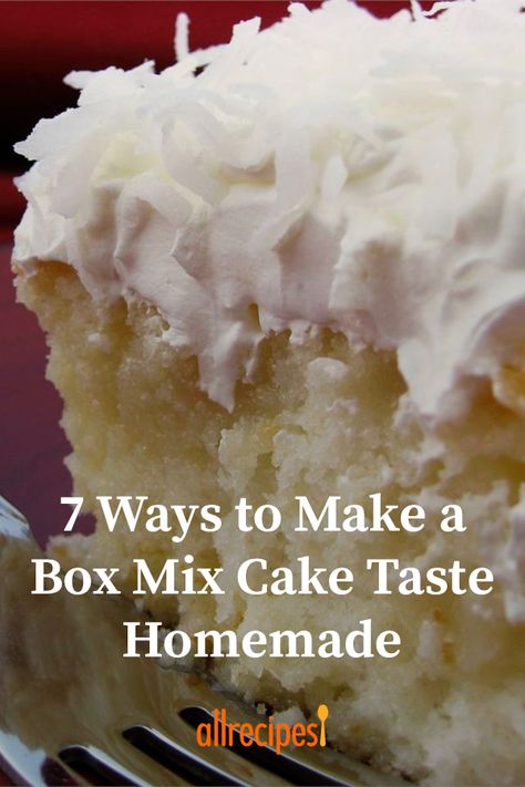 Box Cake Recipes, Boxed Cake Mixes Recipes, Cake Mix Desserts, Coconut Cake Recipe, Cake Hacks, Easy Tricks, Box Cake Mix, Dump Cake Recipes, White Cake Mixes