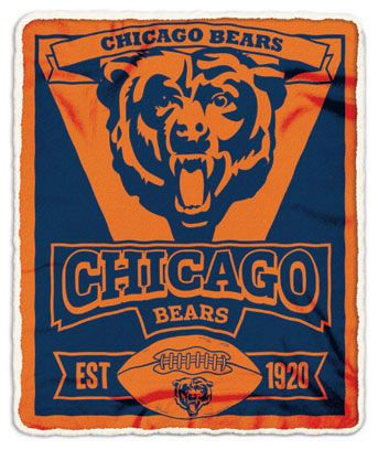 NFL Fleece Throw with Sherpa Trim Chicago Bears Pictures, Bears Pictures, Nfl Bears, Bear Bed, Chicago Bears Logo, Bears Logo, Chicago Bears Football, Bear Blanket, Navy Blanket