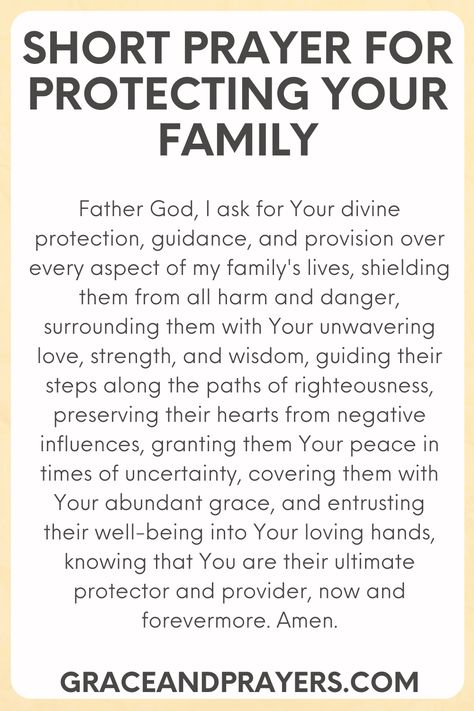 Are you looking for prayers for family protection? Then we hope these 9 loving prayers will give you and your family protection and support! Click to read all prayers for family protection. Family Protection Prayers, Prayers For Protection Over My Family, Prayer For Family Protection, Prayers For Finances, Prayers Family, Prayers For My Family, Morning Prayer For Family, Prayers For Family Protection, Powerful Prayers For Protection