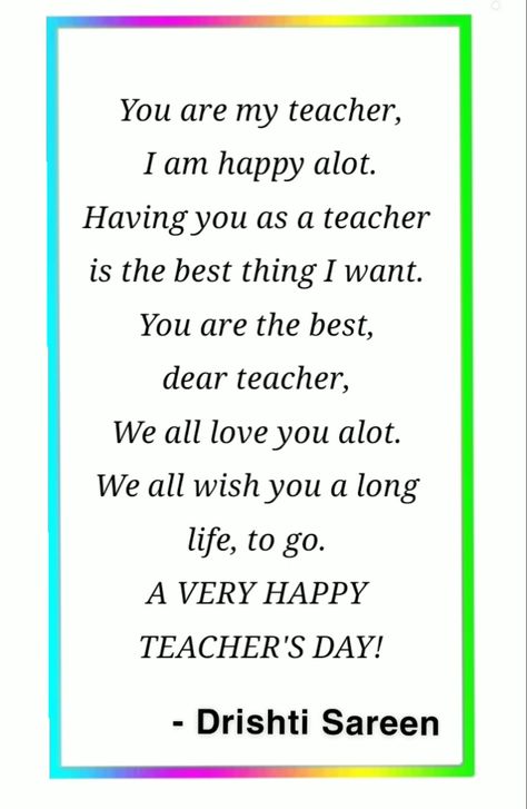 This is a poem on topic- teacher's day Teacher's Day Poem In English, Teachers Day Card Writing, Teachers Day Funny Quotes, Teachers Day Poem In English, Speech For Teachers Day, Birthday Card For Teacher From Students, Aesthetic Teachers Day Card, Letter For Teachers Day, Poem For Teachers Day