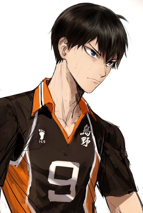 The King :: Tobio Kageyama - Haikyuu!! Number 9, An Anime, Anime Character, Blue Eyes, White Background, The Story, Wattpad, Orange, Hair