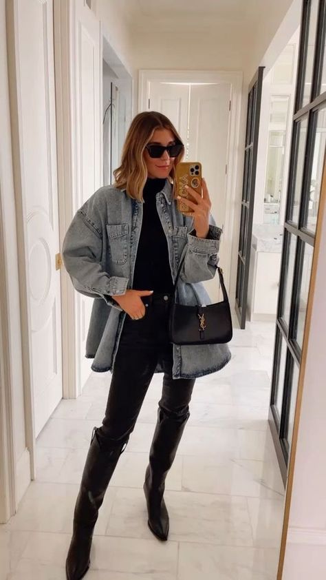 OutfitsCasualComfy Mom OutfitsComfortable Summer OutfitsMom Outfits FallCasual Leather Shacket Outfit, Shacket Outfit Women, Shacket Outfit, Trendy Mom Outfits, Denim Shacket, 30 Outfits, Denim Jacket With Dress, Essential Wardrobe, Casual Outfit Inspiration