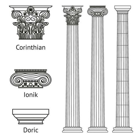 Greece Buildings, Vector Line Illustration, Architecture Ancient, Column Capital, Architectural Orders, Greek Columns, Greek Architecture, Greek Temple, Mediterranean Architecture