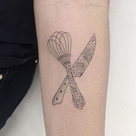 Whisk Tattoo, Baking Tattoo, Cooking Tattoo, Fancy Cooking, Culinary Tattoos, Chef Tattoo, Cute Little Tattoos, Makeup Tattoos, Book Tattoo