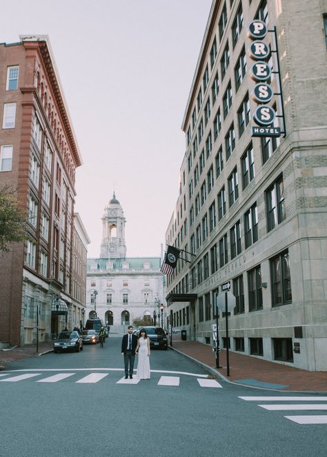 Portland Maine City Hall Wedding, Portland Maine Wedding, Diy Arbour, Portland Hotels, Marble Staircase, City Hall Elopement, City Elopement, Portland City, Catskill Mountains