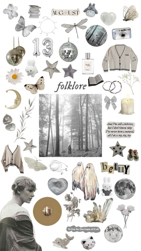 folklore wallpaper #folklore #folkloreaesthetic #wallpaper #collageart #taylorswift #mirrorball #august #cardigan #folklorelovetriangle #folkloreera Folklore Gift Ideas, Folklore Scrapbook, Folklore Asethic, Folklore Phone Case, Folklore Prints, Folklore Moodboard, Eras Jacket, Folklore Drawing, Folklore Stickers