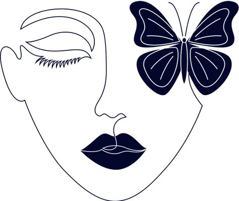 Female Embodiment, Logo Design Women, Butterfly Face, Easy Face Mask Diy, Face Illustration, Easy Face Masks, Canva Elements, Face Logo, Armband Tattoo