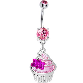 ♥♥♥♥ Ring Cupcake, Gem Butterfly, Butterfly Cupcakes, Belly Button Piercing Jewelry, Belly Piercing Ring, Navel Jewelry, Dangle Belly Rings, Pink Gem, Piercing Ring