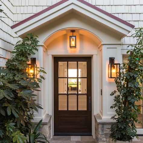 Cirlin - Beach Style - Entry - Los Angeles - by Burdge & Associates Architects | Houzz AU Cape Style House, Portico Entry, Cape Cod Interior Design, Cape Cod Exterior, Cape Cod House Exterior, Custom French Doors, Front Porch Addition, Door Overhang, Portico Design