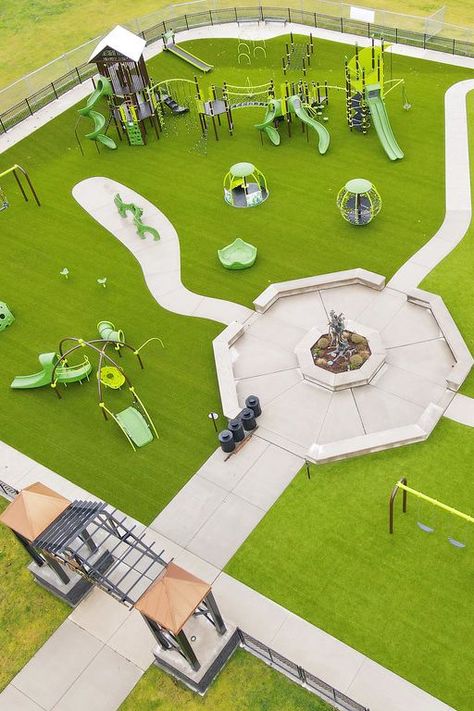 Luxury Playground Backyards, Outdoor Kids Play Area Playground Design, Adult Playground Design, At Home Playground, Play Ground Aesthetic, Playground Design Landscape, Playground Fencing, Kids Playground Ideas, Playground Layout