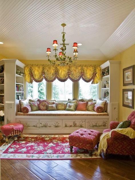 Window Seat Design, Color Palette Living Room, French Country Design, In The Corner, French Country House, French Country Style, French Decor, Traditional Interior, French Country Decorating