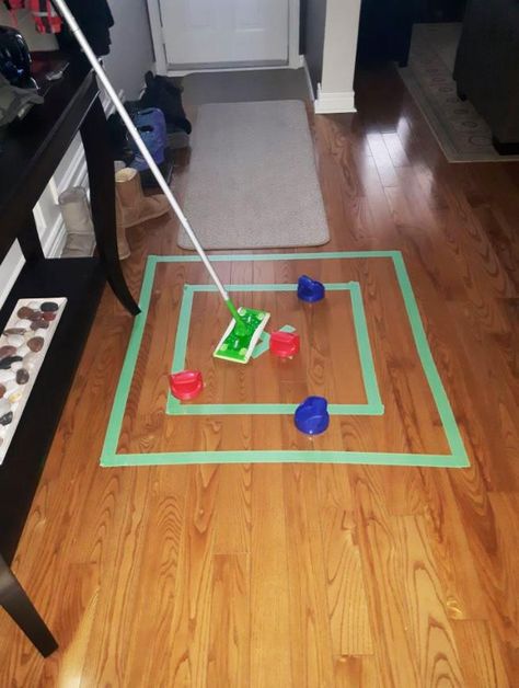 Winter Olympics 2018: Curling craze is sweeping the nation... check out these hilarious homemade attempts Diy Curling Game, Winter Olympics Activities For Kids, Olympic Party Games, Olympic Party Decorations, Olympics Decorations, Curling Game, Olympic Idea, Olympics Party, Olympics Activities