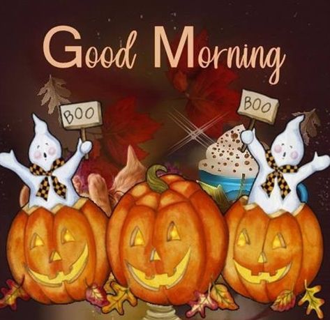 Halloween Flower Arrangements, Happy Halloween Gif, Happy Halloween Quotes, Happy Halloween Pictures, Good Morning My Friend, Good Morning Greeting Cards, Good Morning Funny Pictures, Friday 13th, Cute Good Morning Images