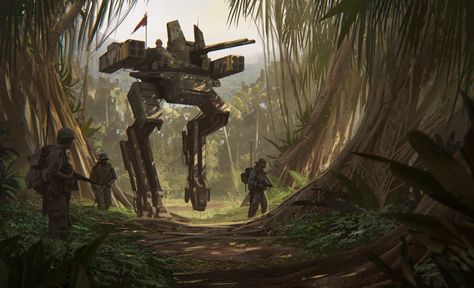 ArtStation - Jungle Walker D, Hakob Minasian Military Artwork, Drone Design, Star Wars Concept Art, Arte Robot, Adventure Aesthetic, Robot Concept Art, Fantasy Artist, Cyberpunk Art, To Infinity And Beyond