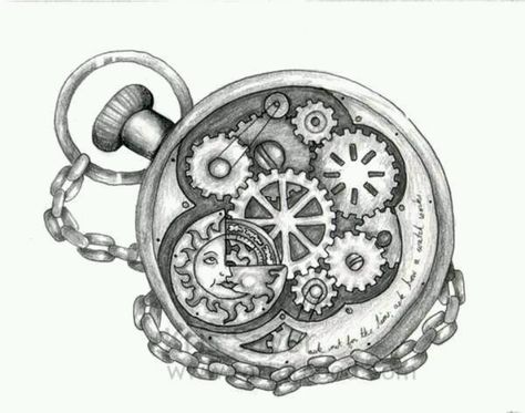 Clock tattoo Sextant Tattoo, Steampunk Tattoos, Gear Tattoo, Steampunk Coloring, Clock Drawings, Steampunk Tattoo, Watch Drawing, Steampunk Pocket Watch, Clock Gears