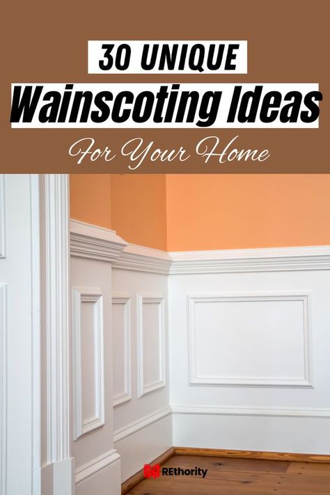 Are you looking for a fresh way to spruce up the interior of your home? Wainscoting is a great option! Wainscoting is an interior wall decorating technique, which dates back to the 17th century and is still popular today. We have 30 unique wainscoting ideas for you to use in your own home, from traditional paneling to modern geometric designs. Get creative and find the perfect style for your home! Walls And Wainscoting Same Color, Dining Room Wall Wainscoting Ideas, Fancy Wainscoting Ideas, Classic Wainscoting Ideas, Wainscoting Natural Wood, Wainscoting Different Size Walls, Panelling Painting Ideas, Wain Scoting Wall, High Wainscoting Ideas