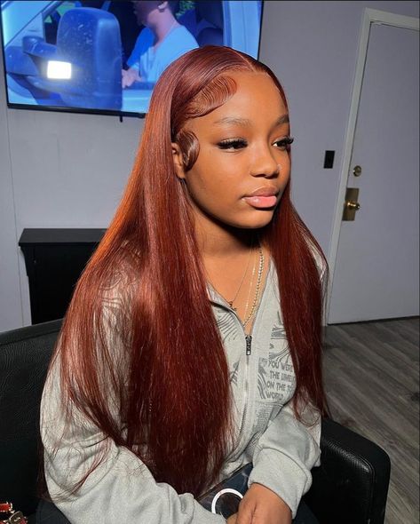 Frontal Wig Hairstyles, Birthday Hairstyles, Ginger Hair Color, Closure Wigs, Dope Hairstyles, Hair Laid, Front Lace Wigs Human Hair, Straight Human Hair, Baddie Hairstyles