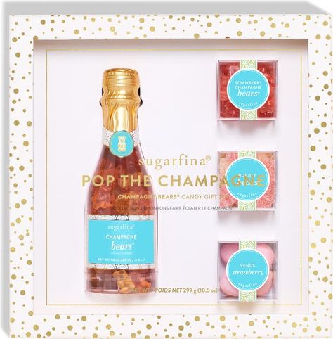 Champagne Gummy Bears, Champagne Gift Set, Gummy Bear Candy, Pop The Champagne, Candy Cocktails, Champagne Gift, Champagne Bubbles, Strawberry Champagne, Mini Champagne