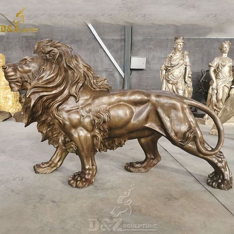 large bronze standing lion statue Lion Anatomy, Standing Lion, Water Fountain Design, Sculpture Art Projects, Largest Lion, Lion Statue, Statue Home Decor, Stone Lion, Lion And Lioness