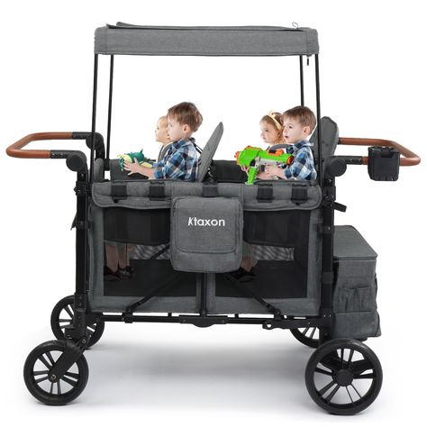 Ktaxon Deluxe 4 Seater Stroller Wagon, Premium Quad Stroller Wagon for 4 Kids with 5-Point Harnesses, Gray - Walmart.com Quad Stroller, Stroller Wagon, Umbrella Stroller, Parenting Organization, Safety 1st, Travel System Stroller, Double Strollers, Lifted Cars, Delta Children