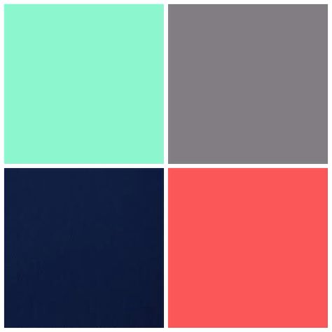 Mint, grey, navy, and coral. Coral Bathroom Decor, Coral Bathroom, Navy Blue Bathrooms, Bathroom Green, Blue Bathroom Vanity, Bathroom Blue, Navy And Coral, Mint Grey, Coral Decor