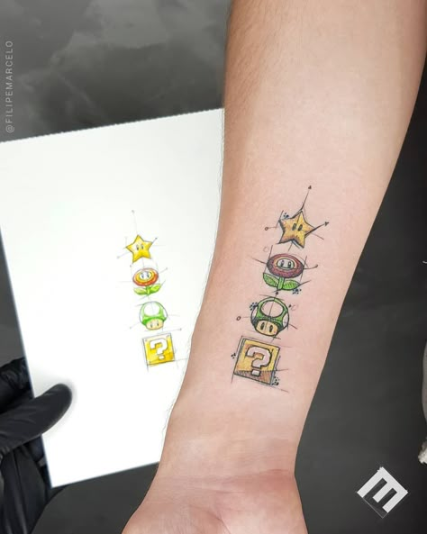 150 Tattoo, Super Mario Tattoo, Nintendo Tattoo, Pixel Tattoo, Mario Tattoo, Icon Tattoo, Zelda Tattoo, Gamer Tattoos, Brother Tattoos