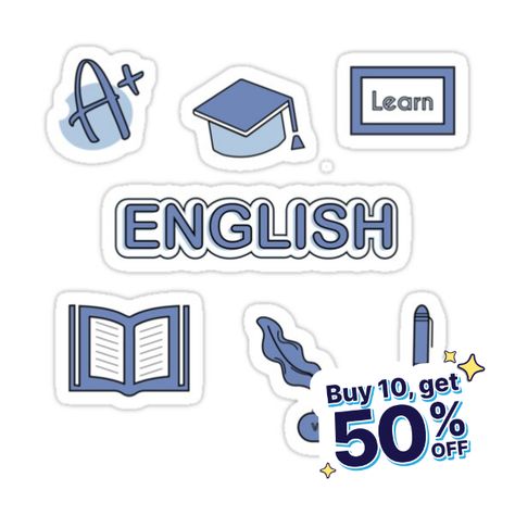 Decorate laptops, Hydro Flasks, cars and more with removable kiss-cut, vinyl decal stickers. Glossy, matte, and transparent options in various sizes. Super durable and water-resistant. Light blue English School Subject Pack Diy Notebook Cover For School, Diy Notebook Cover, Diy Notebook, School Stickers, School Subjects, Learn English, Trending Topics, Subjects, Decorate Laptops